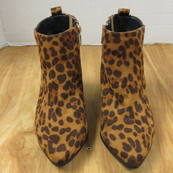 a new day Shoes - A NEW DAY Valerie Leopard Spot City Ankle Bootie Sz‎ 7.5 WIDE Animal Print Boots